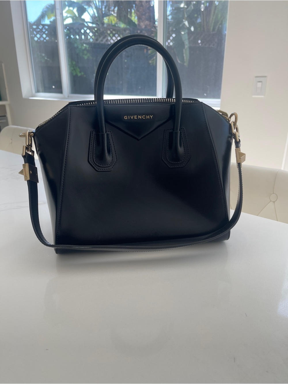 Givenchy Black Leather bag with Gold Logo, New With Tag.